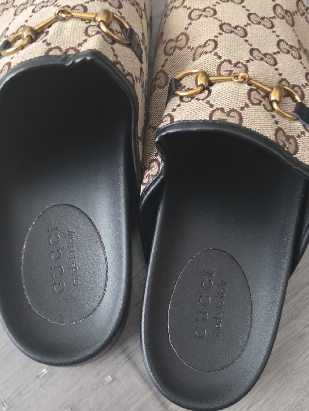 Gucci Beige/Brown GG Canvas Horsebit Slip-Ons - Picture 3 of 4